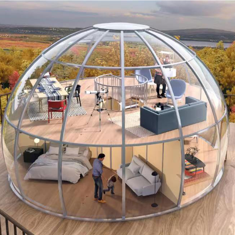 Cortul transparent al cupolei geodezice în aer liber, cort cupolă pentru hotel pentru stațiune, camping, activități în aer liber
