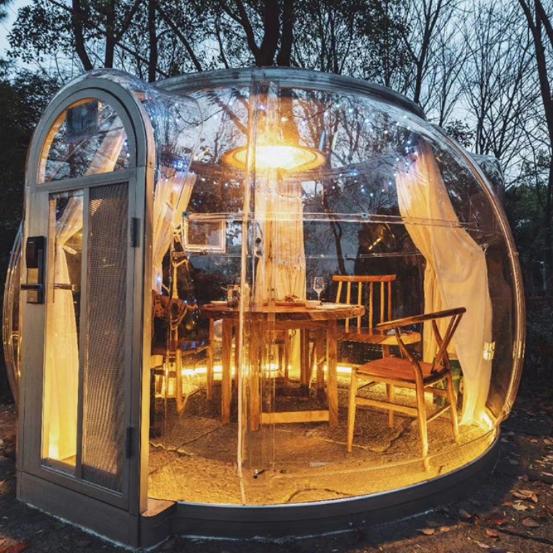 3,3 metri cort de cupolă transparentă economică geodezică în aer liber cort pentru hotel pentru stațiune, camping, activități în aer liber