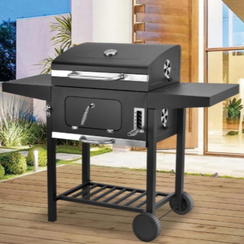 Modernă comercială mare portabilă în aer liber Charcoal Grill Backyard Party Grill cu rafturi